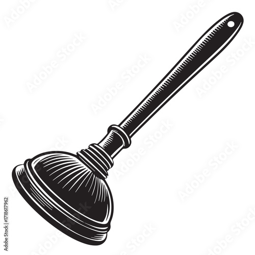 Black plunger Silhouette Vector, High Quality Illustration on White Background