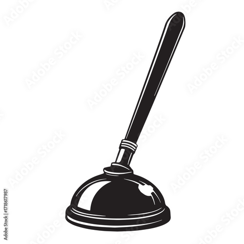 Black plunger Silhouette Vector, High Quality Illustration on White Background