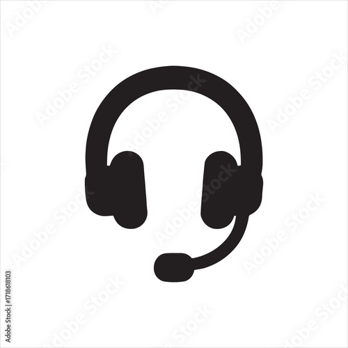 Customer support headset icon vector design on a white background offering a symbol for communication in business offering assistance and technical support for online services and solutions