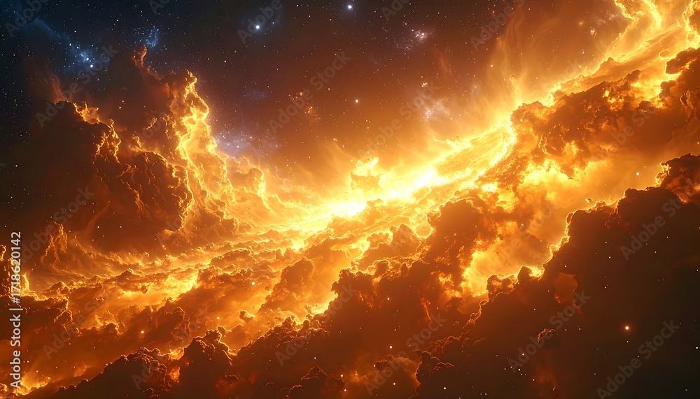 Naklejka premium Fiery cosmic clouds