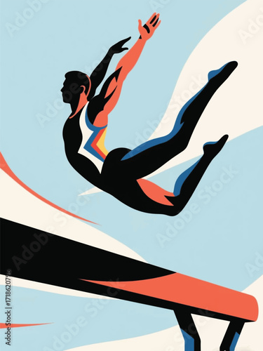 Fly Jumping Pilates Sport Illustrator Artwork Design Template Poster