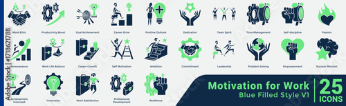 Motivation for work Bundle H25 V01 Blue Filled