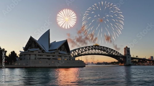 Sydney Harbour New Year's Eve Fireworks over the Opera House and Harbour Bridge