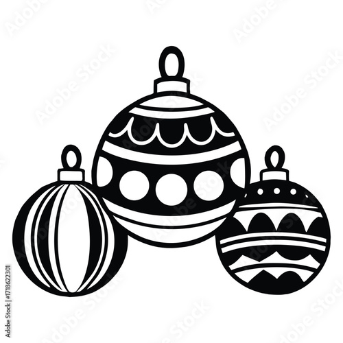 A black silhouette of a Christmas bauble