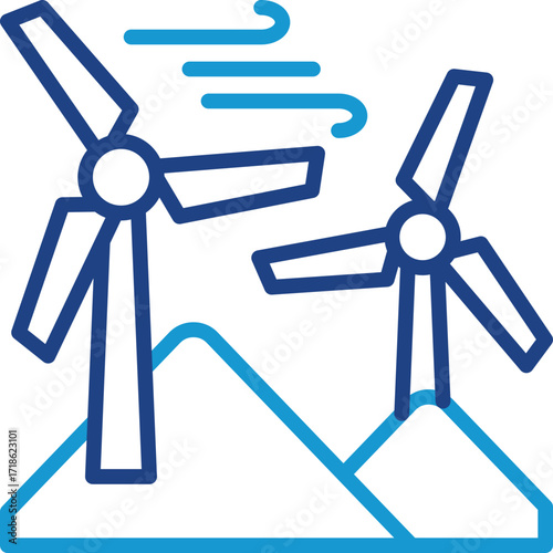 Wind Turbine line color icon