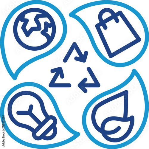 Zero Waste Lifestyle line color icon