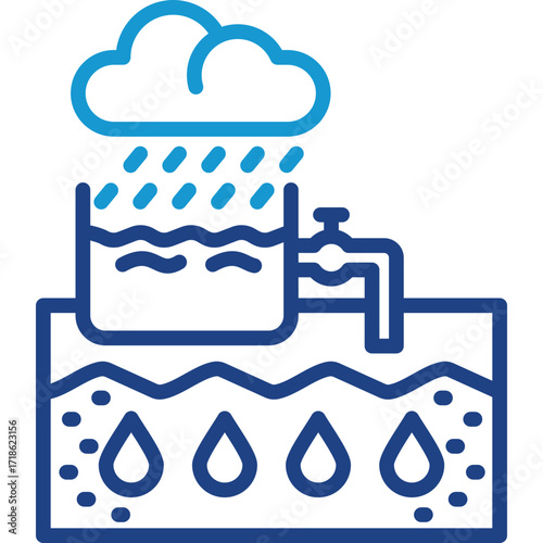 Rainwater Harvesting line color icon