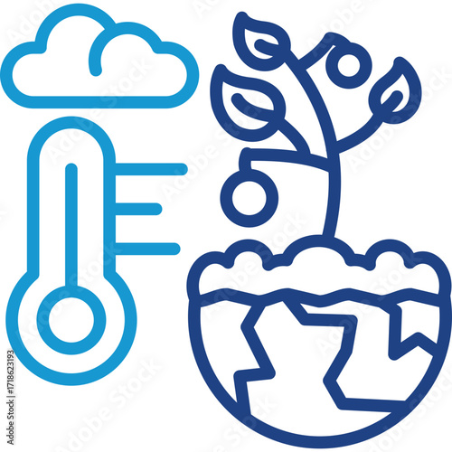 Climate Change Action line color icon