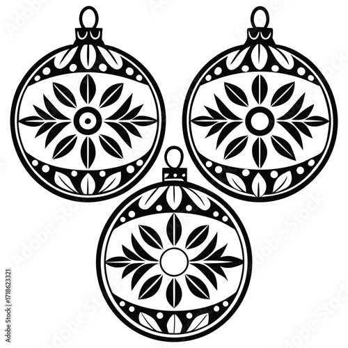 A black silhouette of a Christmas bauble