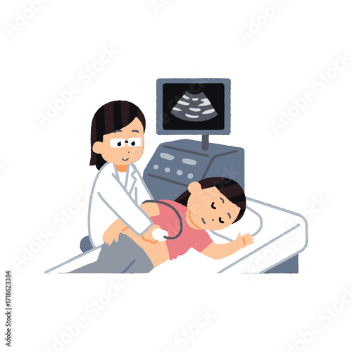 Doctor performing an ultrasound on a patients back.