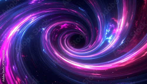 Cosmic Black Hole Swirl: A mesmerizing journey into the heart of a vibrant swirling galaxy where stars and nebulae converge in a breathtaking display of cosmic power and mystery.