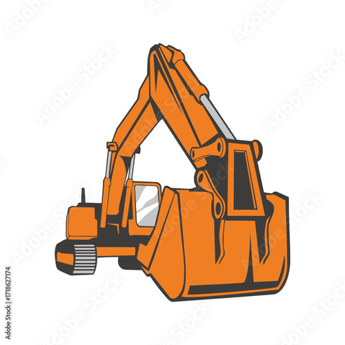 Heavy Duty Orange Excavator Construction Vehicle.
