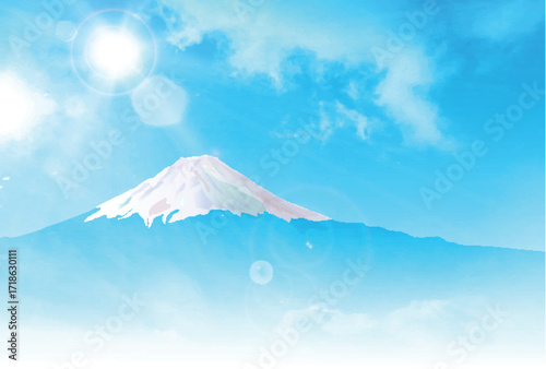 富士山　風景　年賀状　背景	