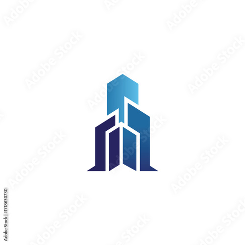 Blue building logo representing real estate firm