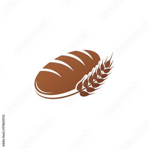 Loaf of bread with wheat stalk illustration