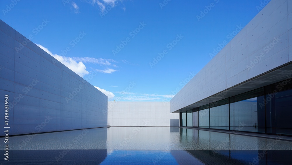 Obraz premium Modern Architecture with Reflective Water