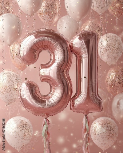 Rose Gold Balloons for 31st Birthday Celebration Decoration