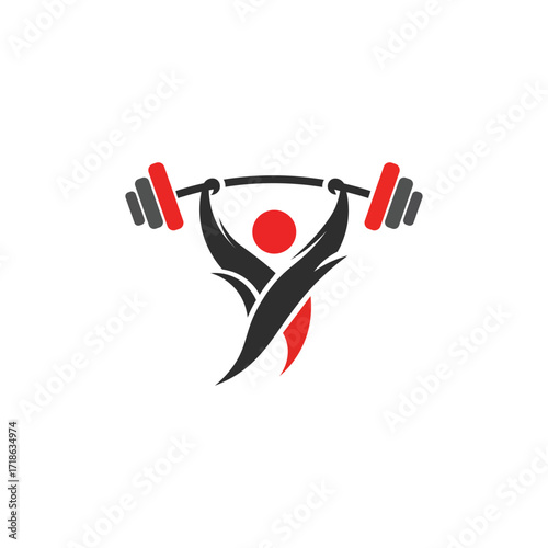 Weightlifter lifting barbell, fitness concept