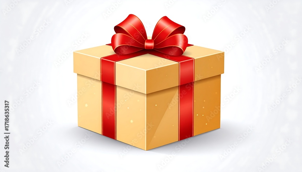 Fototapeta premium A square gift box with a red ribbon