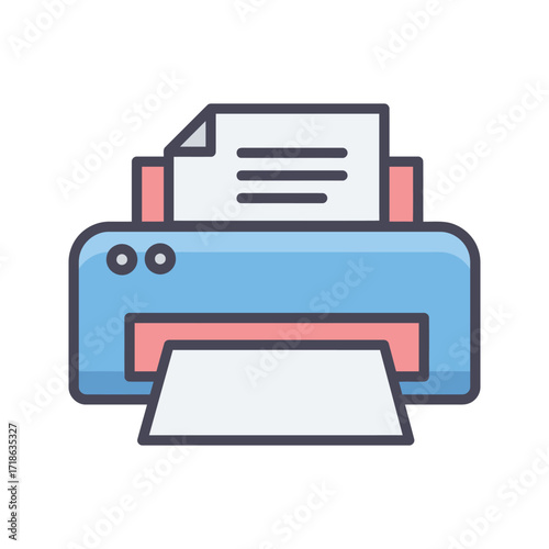 Printer Device Printing Document Icon.