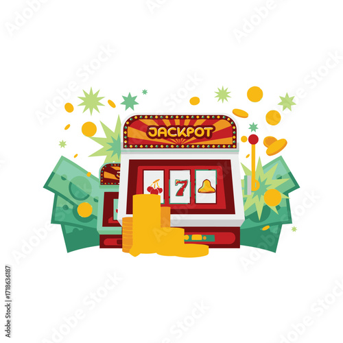 Slot Machine Jackpot Win Illustration.