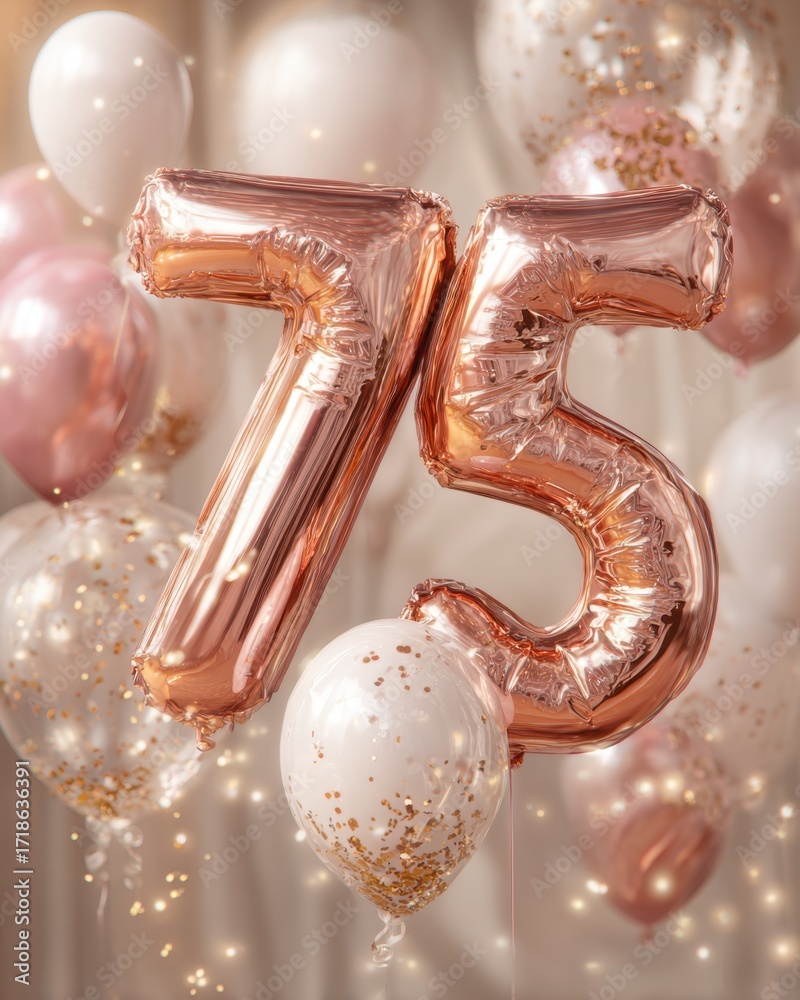 Obraz premium Elegant Rose Gold Number Balloons for Special Celebration Event