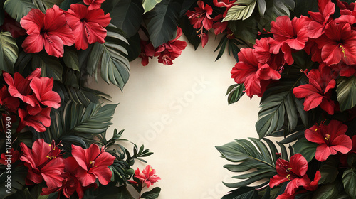 Tropical floral frame background