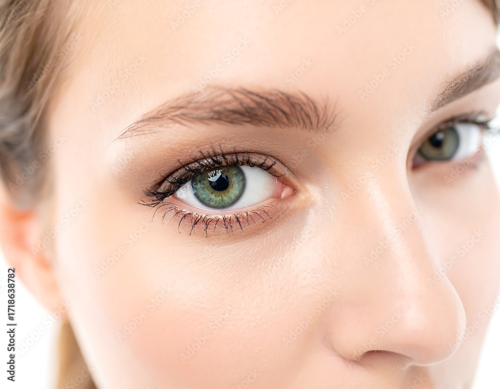 Fototapeta premium Close-up of woman's face, eyes focused