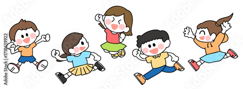 かけっこする子供たちのイラスト