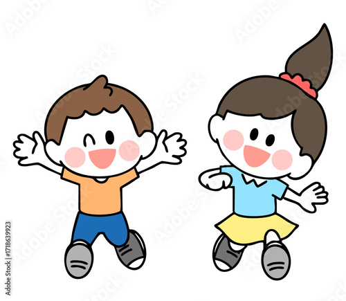 駆け寄ってくる子供たちのイラスト