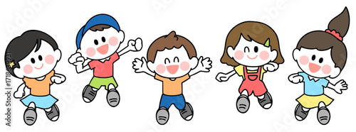 駆け寄ってくる子供たちのイラスト