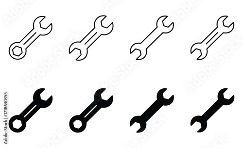WebExplore a collection of wrench icons in various styles, perfect for your next DIY project, engineering design, or construction illustration, adding a touch of modern simplicity and professional des