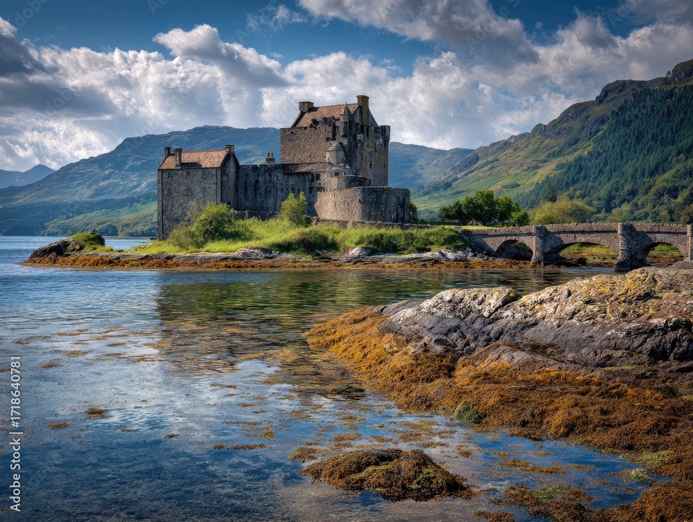 Fototapeta premium Picturesque castle on a serene loch