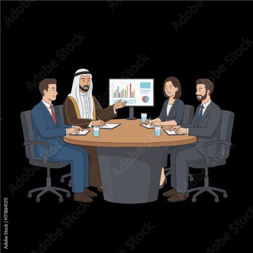 Muslim Man Life Activities Business Meeting 