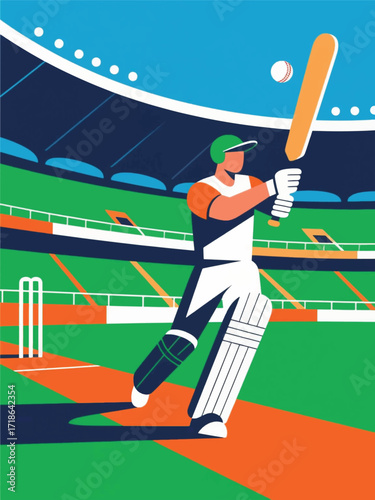 Player cricket Sport Illustrator Artwork Design Template Poster