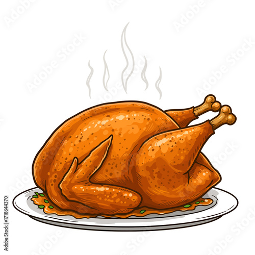 Thanksgiving turkey with steam lines above