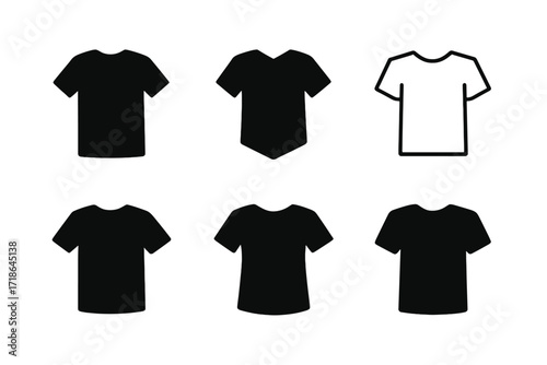 Diverse T-shirt Logos. Fashion. Set Logo of Fashion: T-shirt. 6 harmonious logo variations of the same emblematic concept, each