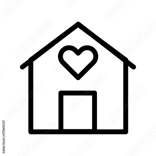 Home with Heart Line Icon of Home Healthcare Icon Set