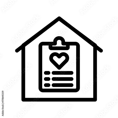 Medical Report at Home Line Icon of Home Healthcare Icon Set