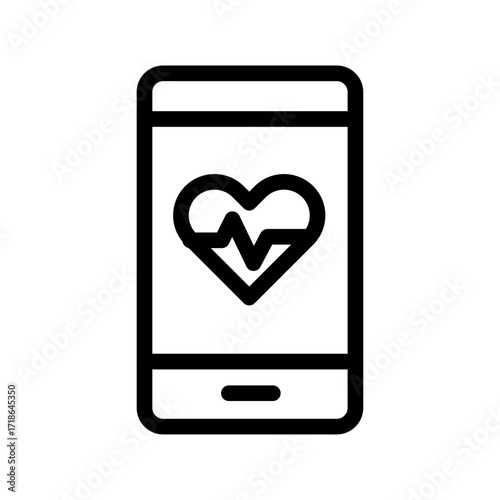 Mobile Health App Line Icon of Home Healthcare Icon Set