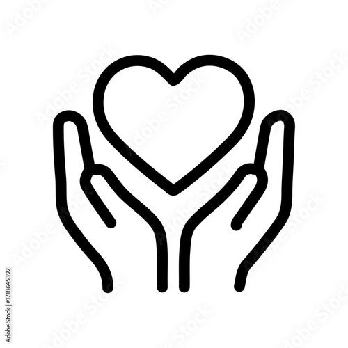 Compassionate Hands Line Icon of Palliative Care Icon Set
