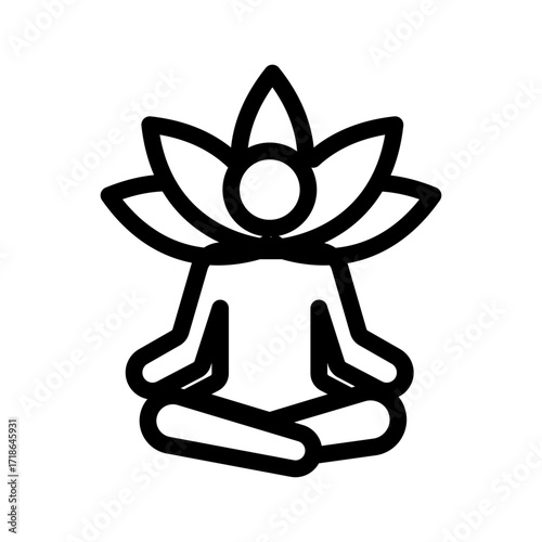 Lotus Meditation Line Icon of Meditation Practices Icon Set
