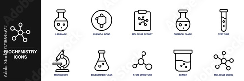 Biochemistry Line Icon Set