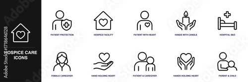 Hospice Care Line Icon Set