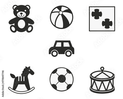 Kids Toys Vector Icons