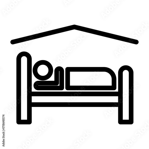 Sleeping in House Line Icon of Dormitories & Housing Icon Set