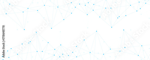 White global communication banner with colorful plexus technology futuristic network background