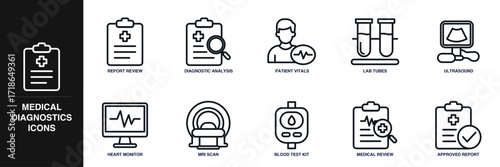 Medical Diagnostics Line Icon Set