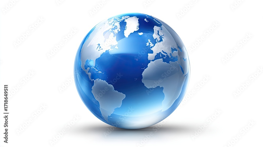 Fototapeta premium Blue and Green Earth Globe with Ocean and Landmass Mapping for Global Awareness and Environmental Representation