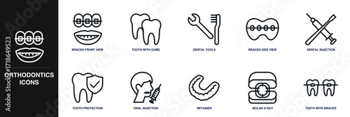Orthodontics Line Icon Set